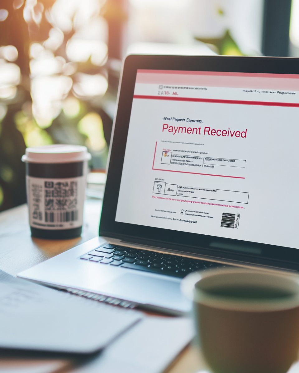 Confirmation screen showing payment received for Japanese property utility or service bill